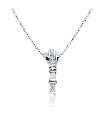 Bow Style CZ  Silver Necklace SPE-3312